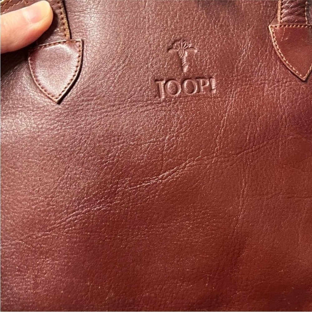 Vintage JOOP Brown Leather Shoulder Bag Full Zip Silver Hardware - Picture 12 of 15